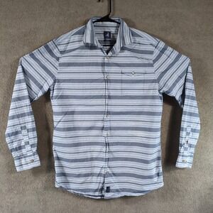 Johnnie-O Mens XL Blue White Striped Long Sleeve Button Down Cotton‎ Shirt
